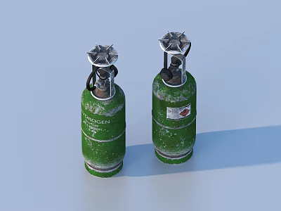 Green Household LPG Cylinders With Valve And Pressure Gauge For Daily Use 3d model