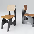 Modern Single Chair With Wooden Seat Backrest And Black Metal Frame Design