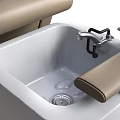 Beige Leather Spa Pedicure Recliner with White Basin and Comfortable Padded Armrests
