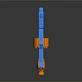 Modern Blue and Orange Toy Gun Featuring Rotating Barrel Grip And Trigger 3d model