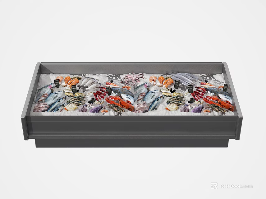 Commercial Seafood Serving Tray With Ice And Fresh Shellfish Display Equipment 3d model