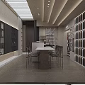 Modern Showroom Interior With Display Shelves Color Samples Chairs And Glass Cabinets
