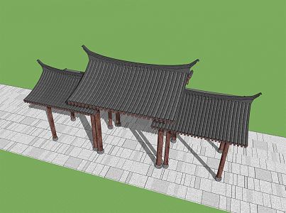 Chinese pavilion porch 3d model