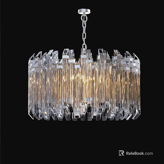 Elegant Modern Crystal Chandelier With Transparent Crystal Strips And Warm Light 3d model 