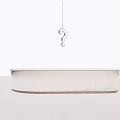 Modern White Reception Desk With Minimalist Design And Hanging Light Fixture