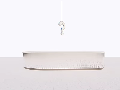 Modern White Reception Desk With Minimalist Design And Hanging Light Fixture 3d model