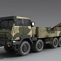Camouflage Military Utility Truck With Multi Wheel Design And Open Cargo Bed For Transport