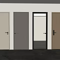 Modern Hinged Doors With Various Designs Different Colors And Glass Panel 3d model