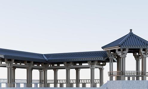 New Chinese Landscape Corridor 3d model