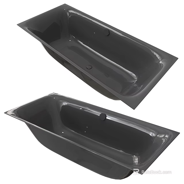 Contemporary Black Freestanding Bathtub With Sleek Modern Design And Glossy Surface 3d model 