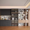 Modern Luxury Home Decorative Cabinet With Built In Wine Storage And Open Display Shelves