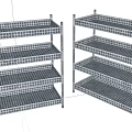 Metal Display Shelves With Multi Tier Wire Grid Design For Retail Use 3d model