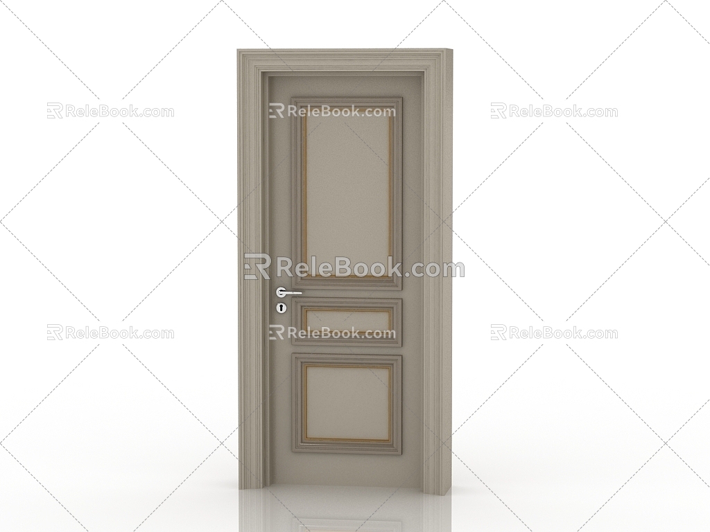 Jianou solid wood door interior door door 3d model