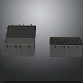 Two White Storage Boxes With Open And Closed Lids Metal Components And Surface Textures 3d model