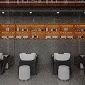 Modern Luxury Beauty Hair Salon Wash Area With Neat Product Shelves And Professional Haircare Stations