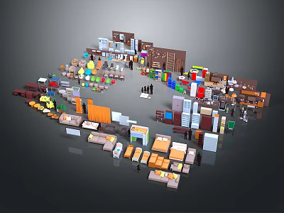 Diverse Furniture Collection Showcasing Various Styles And Home Decor Items 3d model