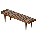 Mid Century Solid Walnut Wood Slatted Two Seater Sofa For Living Room And Entryway