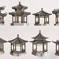 Different Traditional Chinese Pavilions Models Featuring Classic Roof And Structure Designs