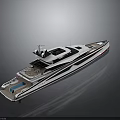 Modern Luxury Yacht Exterior with Sleek White Red Lines Spacious Deck and Calm Water Reflection