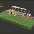 Miniature Residential Model House with Black Roof and Windows on Green Lawn