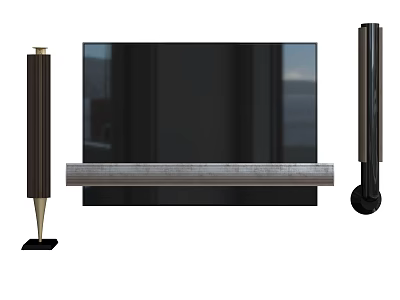 Modern Home Theater TV Setup With Soundbar And Floor Standing Speakers 3d model