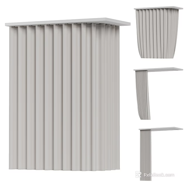 Grey Fluted Columns Architectural Decorative Elements With Various Structural Details 3d model 