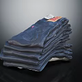 Dark Blue Stacked Jeans With Tags On Top For Fashion Apparel