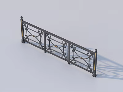 Ornate Wrought Iron Railing Design With Decorative Patterns And Balusters 3d model