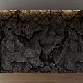 Dark Rock Texture Background Wall With Illuminated Surface And Wooden Floor 3d model