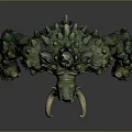 Green Rock Spiked Monster Character With Fanged Face Blue Eyes And Muscular Build