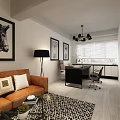 Modern Office Interior Design With Wooden Accents Hanging Lights Work Desks And Leather Chairs