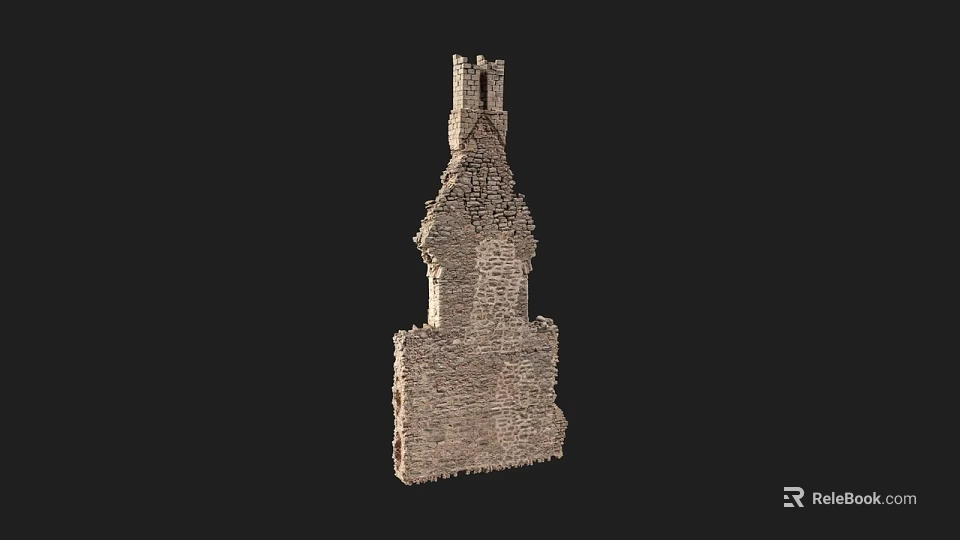 Ancient Stone Tower Structure With Brick Walls And Layered Architectural Design 3d model 