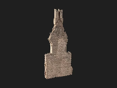 Ancient Stone Tower Structure With Brick Walls And Layered Architectural Design 3d model