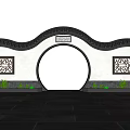 Traditional Chinese Exterior Wall With Circular Arch Tile Decoration Carved Windows Plaque And Green Plants