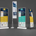Multiple Commercial Display Shelves With Advertising Posters And Modern Design For Retail Exhibition
