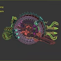 Steampunk Motorcycle With Large Spiked Wheel Mechanical Gears And Glowing Green Accents