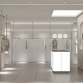 Modern Clothing Store Front With Glass Windows Mannequins Decorative Plants And Displayed Clothes