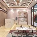 Modern Beauty Salon Interior With White Cabinets Green Chairs Beauty Products Mirror And Staircase