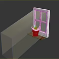 Casement Window Design With Wooden Sill And Potted Plant In Natural Light