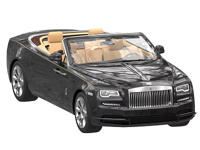 Luxury Black Convertible Car With Gold Interior And Sleek Front Grille Design 3d model