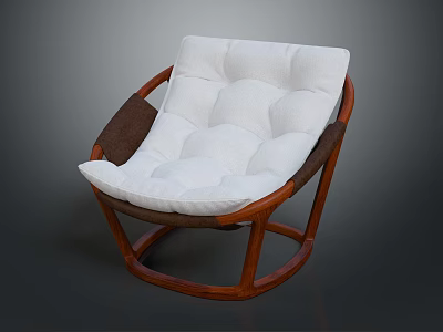 Modern Wooden Frame Chair With White Padded Button Tufted Seat Design 3d model