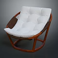 Modern Wooden Frame Chair With White Padded Button Tufted Seat Design