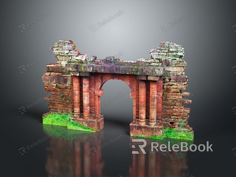 Gate House Stone Gate House Gate Post Stone Gate Post Ruin Gate Post Arch Stone Post Outdoor Articles Realistic model