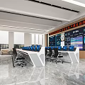 Modern monitoring room Command control room Dispatching command center Monitoring hall Command hall Office desks and chairs 3d model