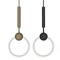 Modern Pendant Lights With Gold Black White Rod Ring And Ball Design Elements