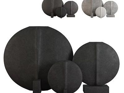 Elegant Black Round Floral Vases With Soft Fabric Texture And Various Sizes For Decor 3d model