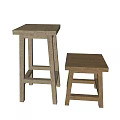 Natural Wood Bar Stool and Small Stool with Simple Design and Sturdy Legs
