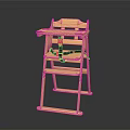 Orange Wooden High Chair With Removable Tray And Safety Belt For Toddler Dining Use