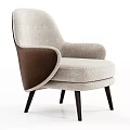 Modern Light Beige Single Sofa With Dark Brown Armrest Dark Legs And Fabric Upholstery