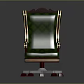 Green Quilted Office Chair With Red And White Trim And Swivel Base